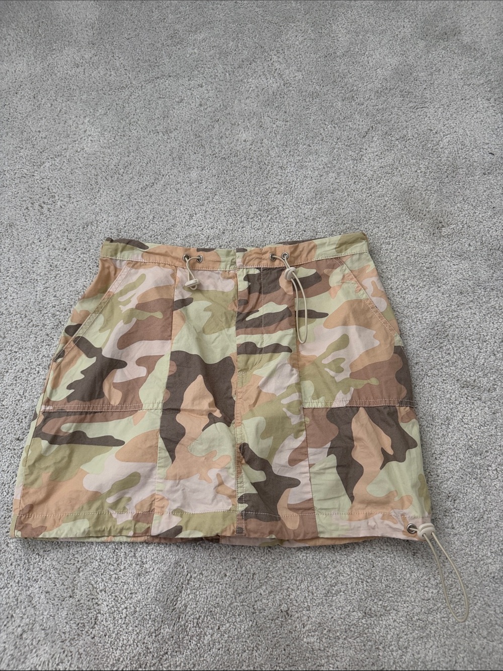 Cotton On Camouflage Drawstring Mini Skirt - Green, Brown, Tan